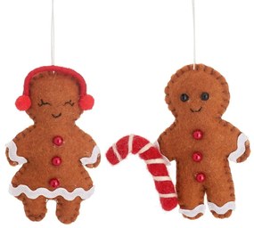 Tekstylne ozdoby świąteczne wykonane ręcznie zestaw 2 szt. 10 cm Gingerbread Couple – Sass & Belle