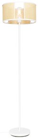 Orientalna lampa podłogowa biała z rattanu 40 cm - Akira Retro Oswietlenie wewnetrzne