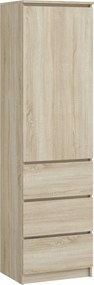 Szafa jednodrzwiowa z szufladami i półkami dąb sonoma K2-G23