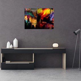 Obraz na szkle - Kolorowa abstrakcja miasta (70x50 cm)