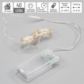 Zestaw 4 przewodów świetlnych 40 LED, ciepła biel