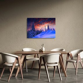 Obraz na szkle - Zimowy zmierzch (70x50 cm)