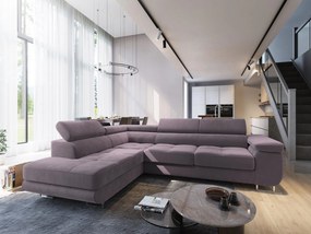 Masseno Narożnik SELVA z Funkcją Spania i Pojemnikiem na Pościel Narożnik L, Rozkładana sofa - Wrzosowy, MONOLITH 62
