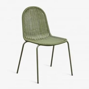 Stapelbare Esszimmerstuhl Aus Synthetischem Rattan Reiven Intensywny Verde Olive - Sklum