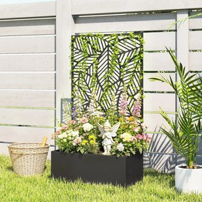 Outsunny podwyższana grządka metalowa z kratownicą dla pnączy, wolnostojąca lub do montażu na ścianie | Aosom PL