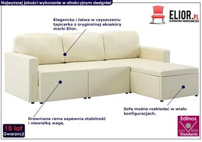 Rozkładana sofa modułowa jasnokremowa - Odi 4Q