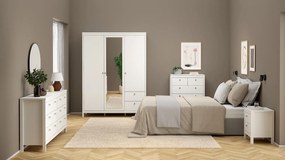 Trzydrzwiowa szafa z lustrem i szufladami Madrid, biały mat