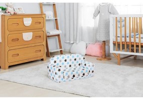 Mini sofka dla dzieci, piankowa 77x35cm rozkładana - szary w białe pierniki