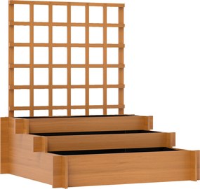 Outsunny Wysoka grządka z kratką, 3-poziomowa skrzynia na kwiaty z włókniną, drewno jodłowe, brązowa, 95 x 95 x 110 cm | Aosom PL