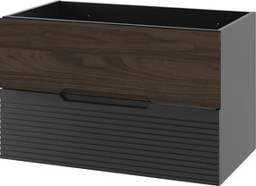 Szafka Łazienkowa pod Umywalkę 80cm Czarny Mat / Orzech Avella