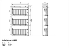 Szarobrązowa uchylna szafka na buty 71x127x22 cm Ameca – Germania