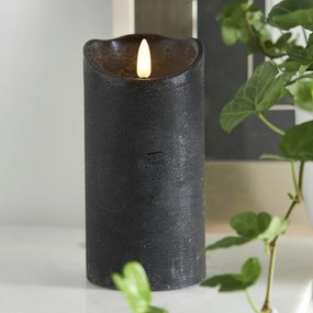 Czarna woskowa świeca LED Star Trading Flamme Rustic, wys. 15 cm