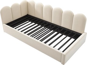 Łóżko banquette 90x200 cm - z łóżkiem wysuwanym 90x190 - tkanina welurowa - Beżowy