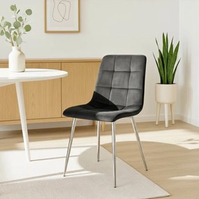 Krzesło Tapicerowane do Jadalni CESAR Czarne Welurowe Nowoczesne Loft