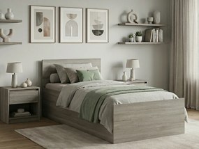 Łóżko SOFIA 90 x 200 cm, dąb truflowy Stelaż: Ze stelażem listwowym rolowanym, Materac: Bez materaca