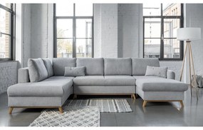 Jasnoszara rozkładana sofa w kształcie litery "U" Miuform Scandic Lagom, lewostronna