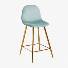 Zestaw 2 Wysokich Stołków Z Aksamitu Glamm Verde Abeto & ↑65 Cm & Złoto - Sklum