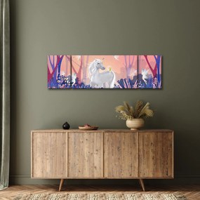 Obraz - Jednorożec w magicznym lesie (170x50 cm)