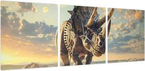 Obraz - Triceratops (z zegarem) (90x30 cm)