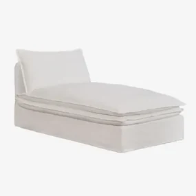 Moduł Szezlonga Do Sofy Modułowej Z Lnu I Bawełny Grace Tkaniny Distressed White - Sklum