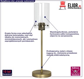 Szklana lampa stołowa Villo - złota