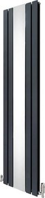 Grzejnik i zawory z płaskim lustrem - 1800 mm x 425 mm - antracytowy szary