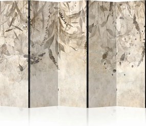 Parawan pokojowy 5-częściowy 225x172 Dwustronny dekoracyjny vintage romantyczny Beżowy Opadające Liście - Patyna