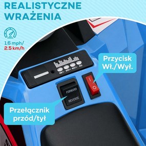 HOMCOM Elektryczny Quad dla Dzieci, 2,5 km/h, Jazda do Przodu &amp; do Tyłu, dla 18-36 Miesięcy, Niebieski