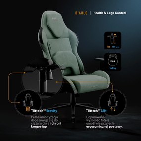 Fotel gamingowy materiałowy Diablo X-One Prime Normal Size, Ghotic Green