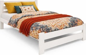 Białe drewniane małżeńskie łóżko z materacem 160x200 B8-W03