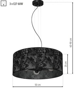 Lampa Sufitowa Wisząca srebrna SATINO SILVER 3xE27