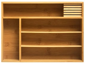 Organizer na sztućce bambusowy, 5 przegródek, 38 x 28 cm