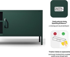 Metalowa szafka RTV Modern Rosaria XL, kolor butelkowa zieleń
