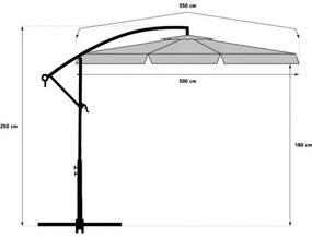 Ogrodowy parasol składany LEVI 300 cm, szary + darmowe opakowanie
