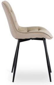 Zestaw Stół Kwadratowy Rozkładany MAX 80-160 cm Dąb Craft/Czarny i 6 Krzeseł Tapicerowanych CHRIS Beżowych Nowoczesnych