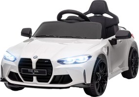 AIYAPLAY Elektryczny Samochód dla Dzieci BMW M4, Dźwięk &amp; Światło, 3-5 km/h, z pilotem, dla dzieci 3-5 lat, Biały