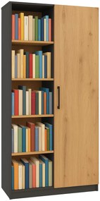 Wysoki regał na książki dąb artisan + antracyt M8-E24