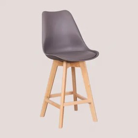 Zestaw 2 Wysokich Stołków 65 Cm Z Poduszką Ze Skóry Ekologicznej Nordic Szary Kret - Sklum