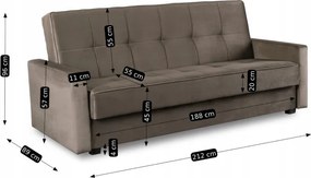 Sofa z Funkcją Spania ALUNA Rozkładana Wersalka Dwuosobowa Beżowa Nowoczesna do Salonu