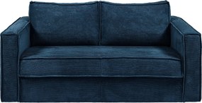 Kanapa 4-osobowa rozkładana typu express z niebieskiego sztruksu - Miejsce do spania 160 cm - Materac 14 cm - LORETO