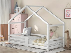 Łóżko z osłoną ochronną - 90x200cm - z litego drewna - Białe