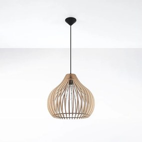 Lampy wiszące skandynawski Novidera, drewno - 1 źródło światła 4000K - L.40 x H.110 cm - naturalne drewno