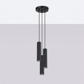 Lampa wisząca minimalistyczny Gloow, aluminium - 3 źródło światła 4000K - L.19.5 x H.108 cm - czarny