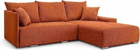 Narożnik, Sofa w kształcie L, tkanina sztruksowa Poso, Miedziany, Prawy, Livorno L