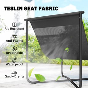 Outsunny Fotel Lounge Outdoor Ergonomiczny fotel ogrodowy z przyjazną dla skóry poduszką Szerokie siedzisko Stalowy stelaż Ciemnoszary | Aosom PL