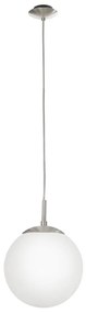 Lampa wisząca w biało-srebrnym kolorze ze szklanym kloszem ø 20 cm RONDO – EGLO