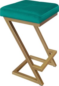 Hoker ZETA krzesło barowe tkanina Welur podstawa metalowa LOFT : Kolor Stelaża - Złoty, Kolor tkaniny - VELVET - MG20