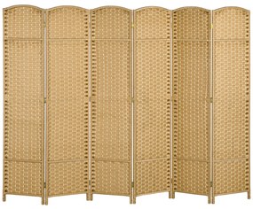 HOMCOM 6-częściowy Parawan, Składany Parawan do Ochrony Prywatności, Ścianka Działowa do Salonu, Sypialni, Biura Domowego, Naturalny