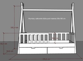 Drewniane łóżko dziecięce tipi Marulla 131G