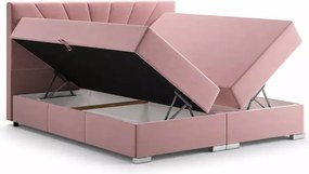 Łóżko kontynentalne boxspring Cesar z pojemnikami materac bonellowy tapicerowane